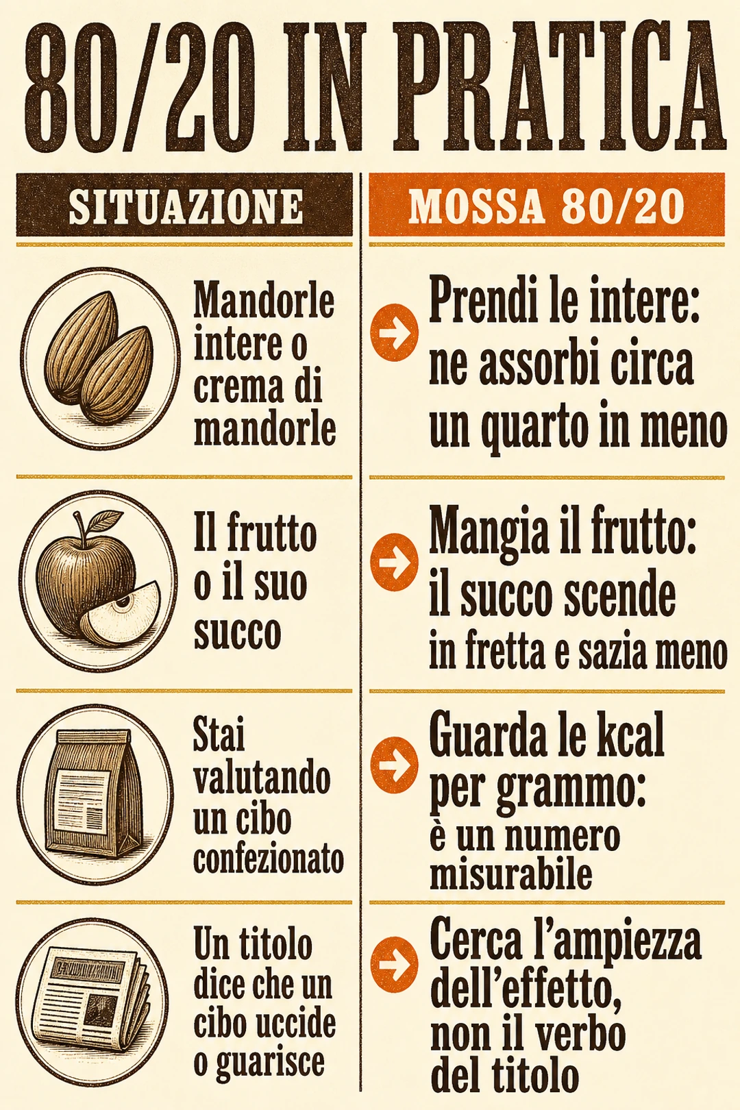 Schema 80/20 — Il cibo è informazione, non solo carburante