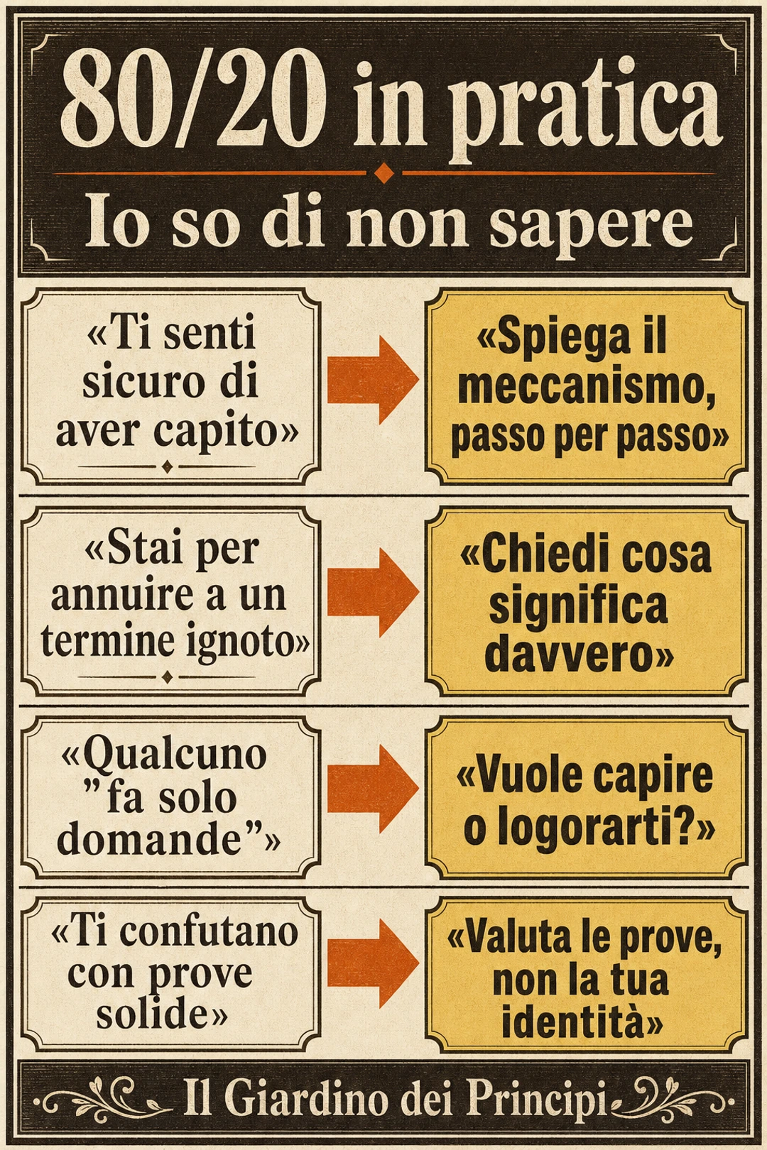 Schema 80/20 — Io so di non sapere