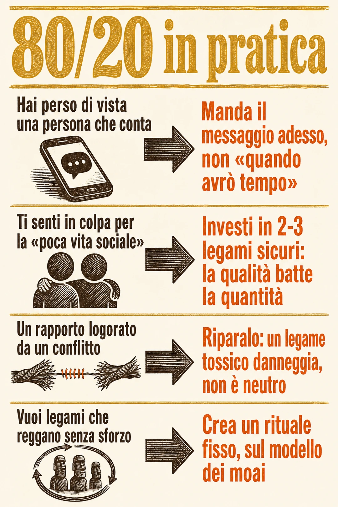 Schema 80/20 — Le relazioni sono la medicina più potente
