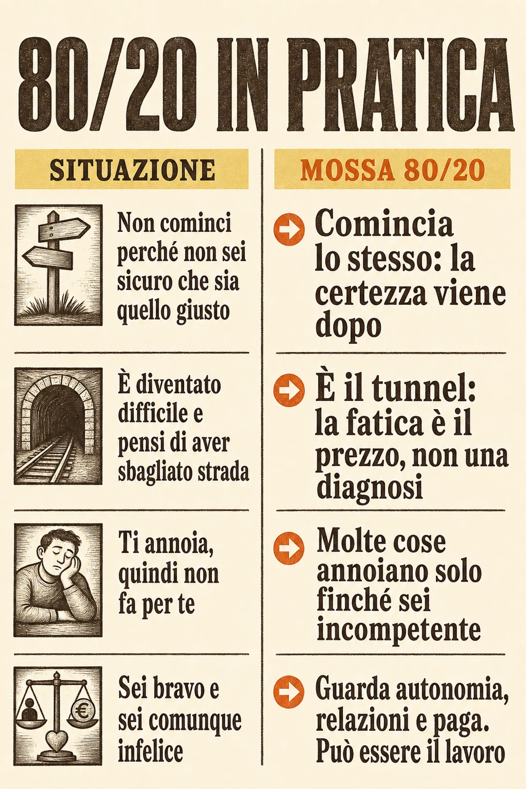Schema 80/20 — Non aspettare la passione per cominciare