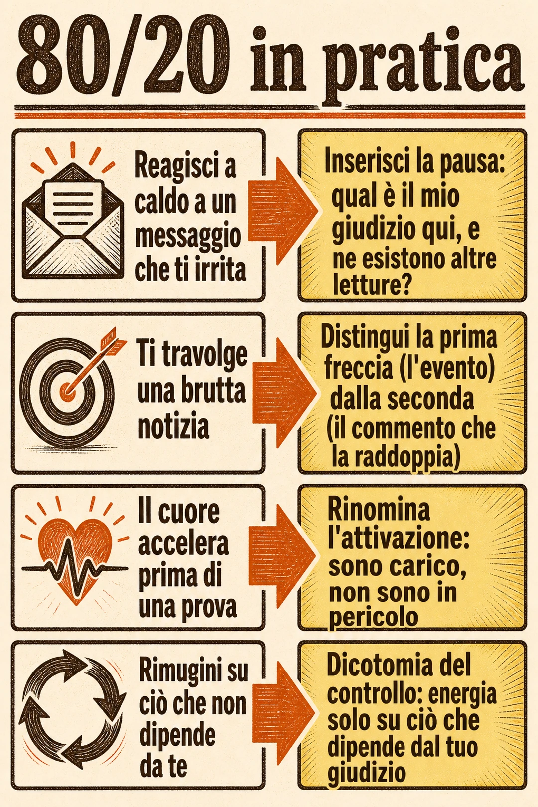 Schema 80/20 — Non sono le cose a turbarci, ma i giudizi sulle cose
