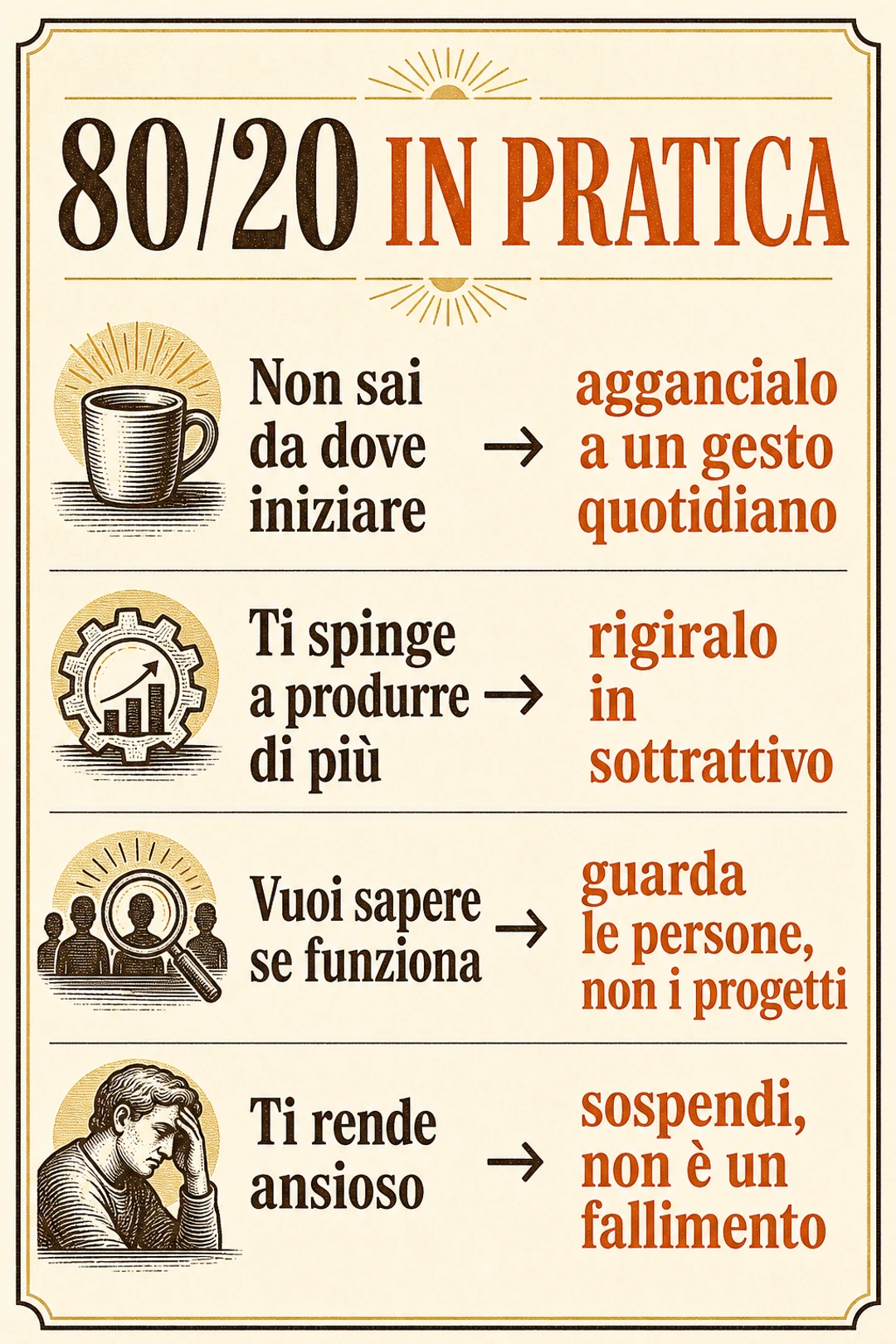 Schema 80/20 — Ricordare la morte insegna a vivere